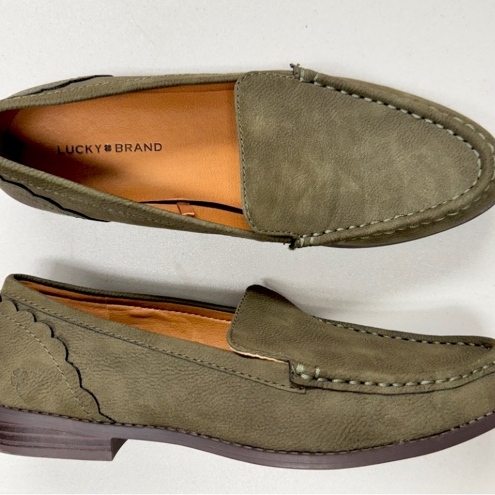 Lucky Brand Edrica Olive Green Loafers Slip-On Flats Women’s Size 9.5